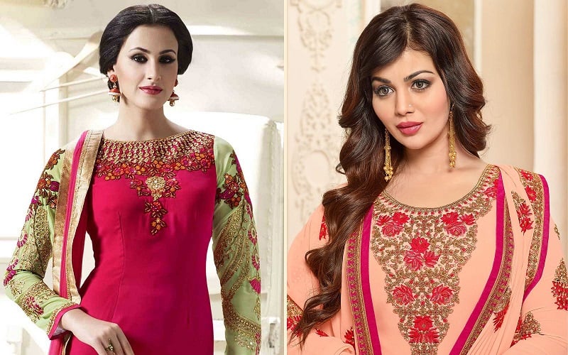 Embroidered Neck Salwar Suit Designs