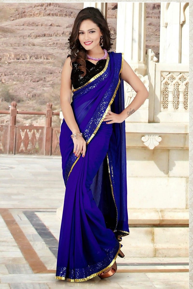 Inverted Border Drape Style Saree