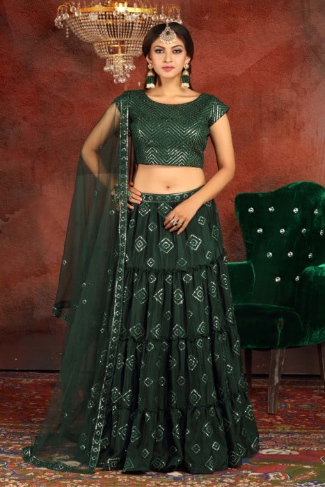 Dark Green Lehenga