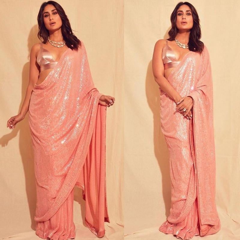 Kareena Kapoor's peach sequin saree