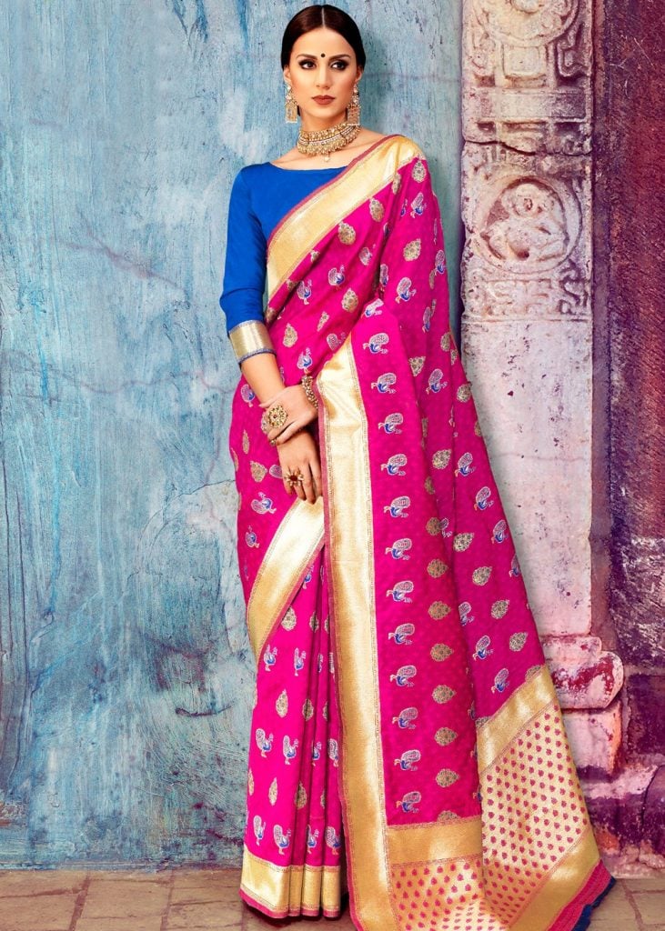 Royal Blue And Pink saree