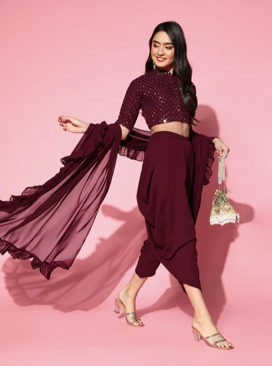 Dhoti pants with crop top