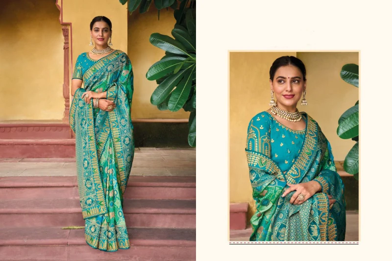 Latest Heavy Designer Pure Dola Viscose Saree - Rama Green