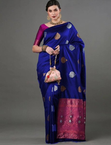 Royal Blue Saree For Navratri