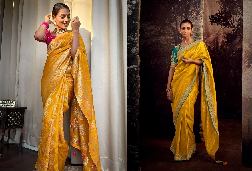 Yellow Saree for Navratri