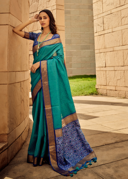 Peacock Green Saree for Navratri