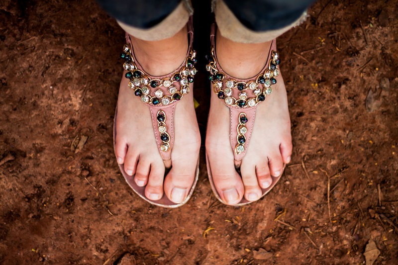 Embellished Sandals: Glamour Meets Comfort Embellished Sandals in Womens Feet